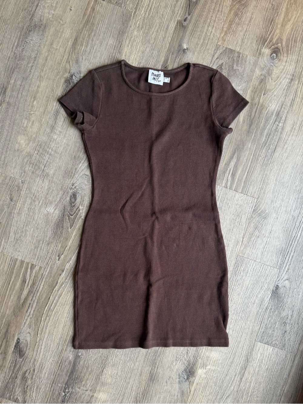 Princess Polly Ribbed Bodycon Brown Mini Dress